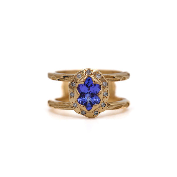 Tanzanite Tribal Double Band Ring