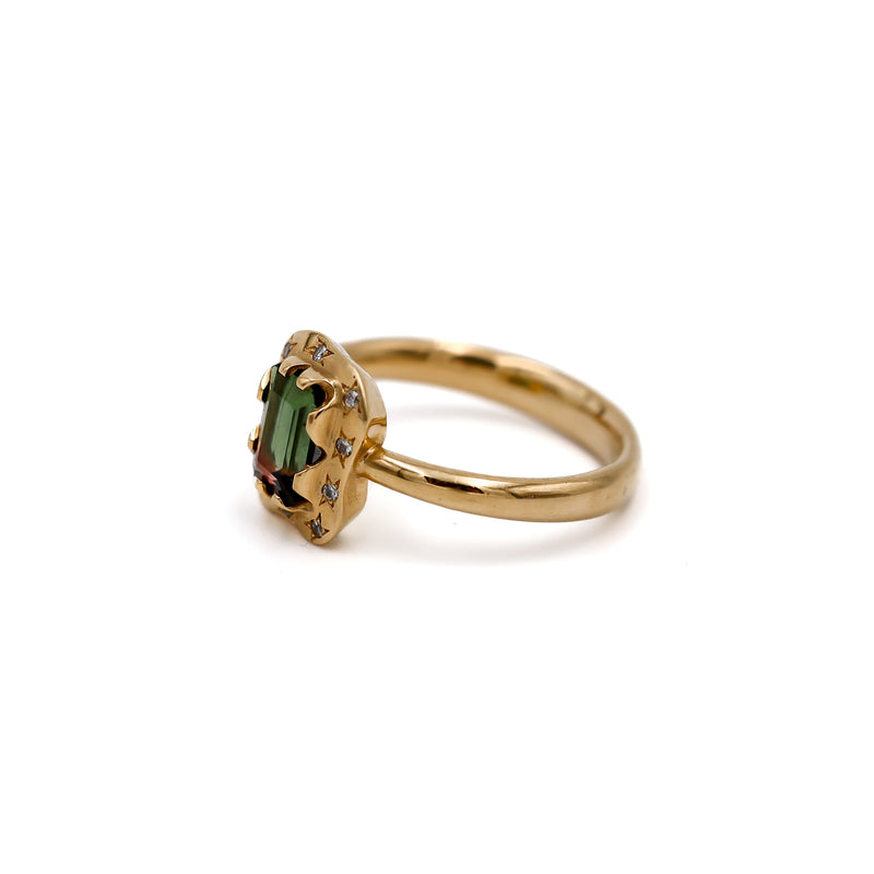 Watermelon Tourmaline Tribal Ring