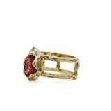 Pink Pear Tourmaline Tribal Ring