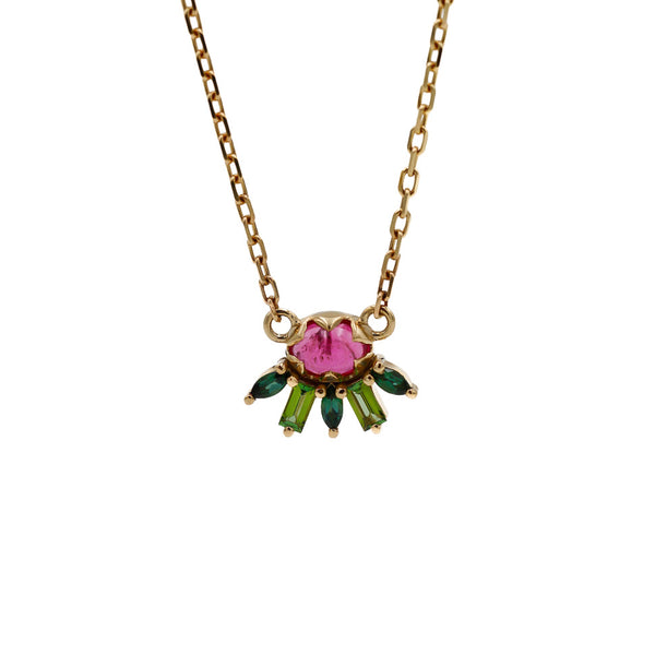 Pink and Green Tourmaline Ray Necklace